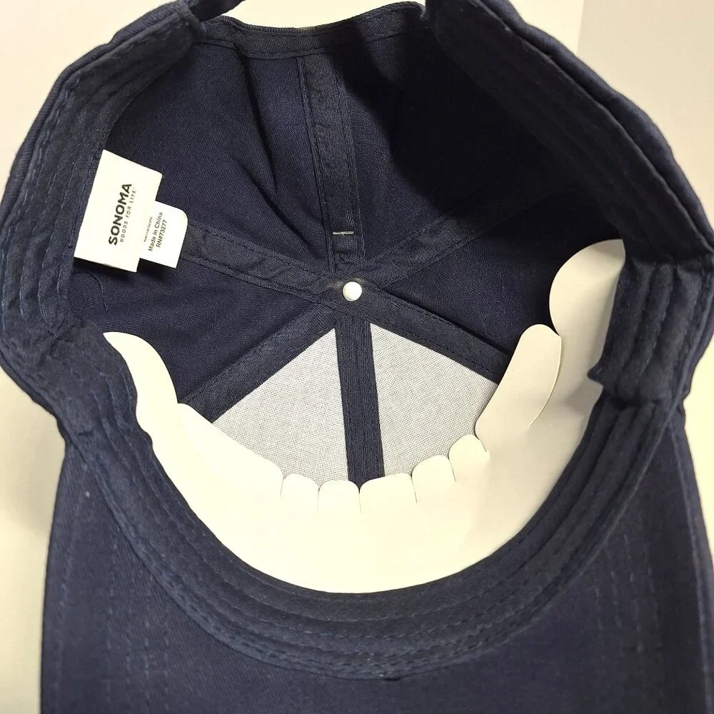 Cool Cat Lady Sonoma Womens Adjustable Baseball Cap Navy Embroidered 100% Cotton - Picture 8 of 9